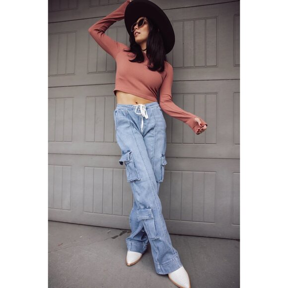 HIDDEN JEANS ALYX BAGGY CARGO PANTS - MEDIUM DARK - Picture 2 of 4